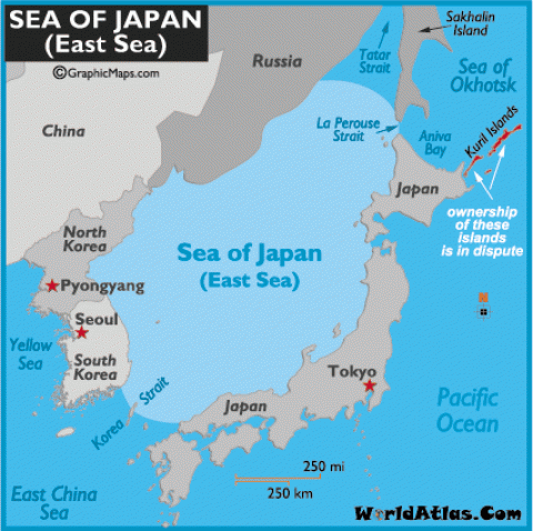 Map Of East Sea, East Sea Location Facts, Major Bodies Of Water, Sea Of Japan