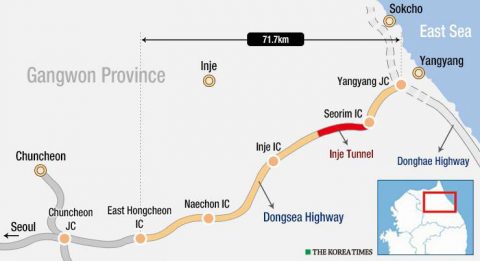 Dramatic shortcut for Seoul-East Sea travel opens Friday